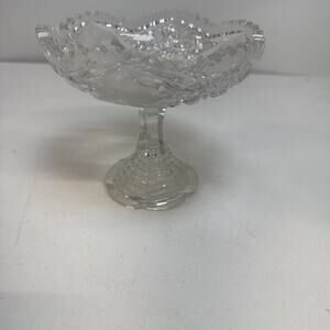 Vintage 6” Crystal Cut Glass Footed Round Bowl Dish 5.5” Tall FOSTORIA
